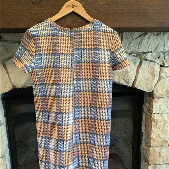 Zara Blue and Tan Plaid Mini Dress - Picture 3 of 3